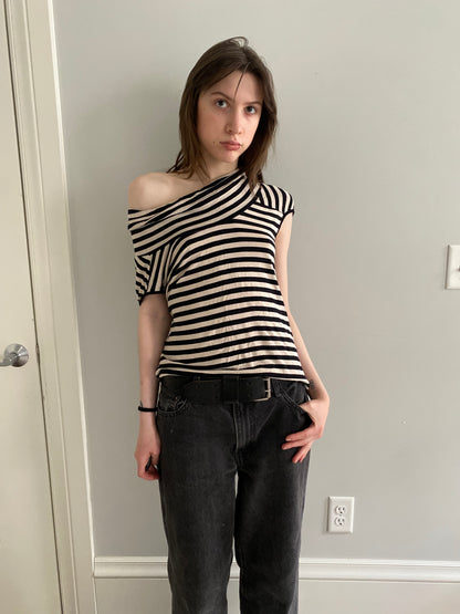 Striped Drape Top -S