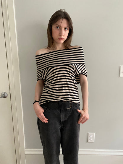 Striped Drape Top -S