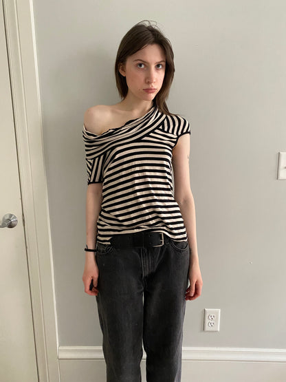 Striped Drape Top -S